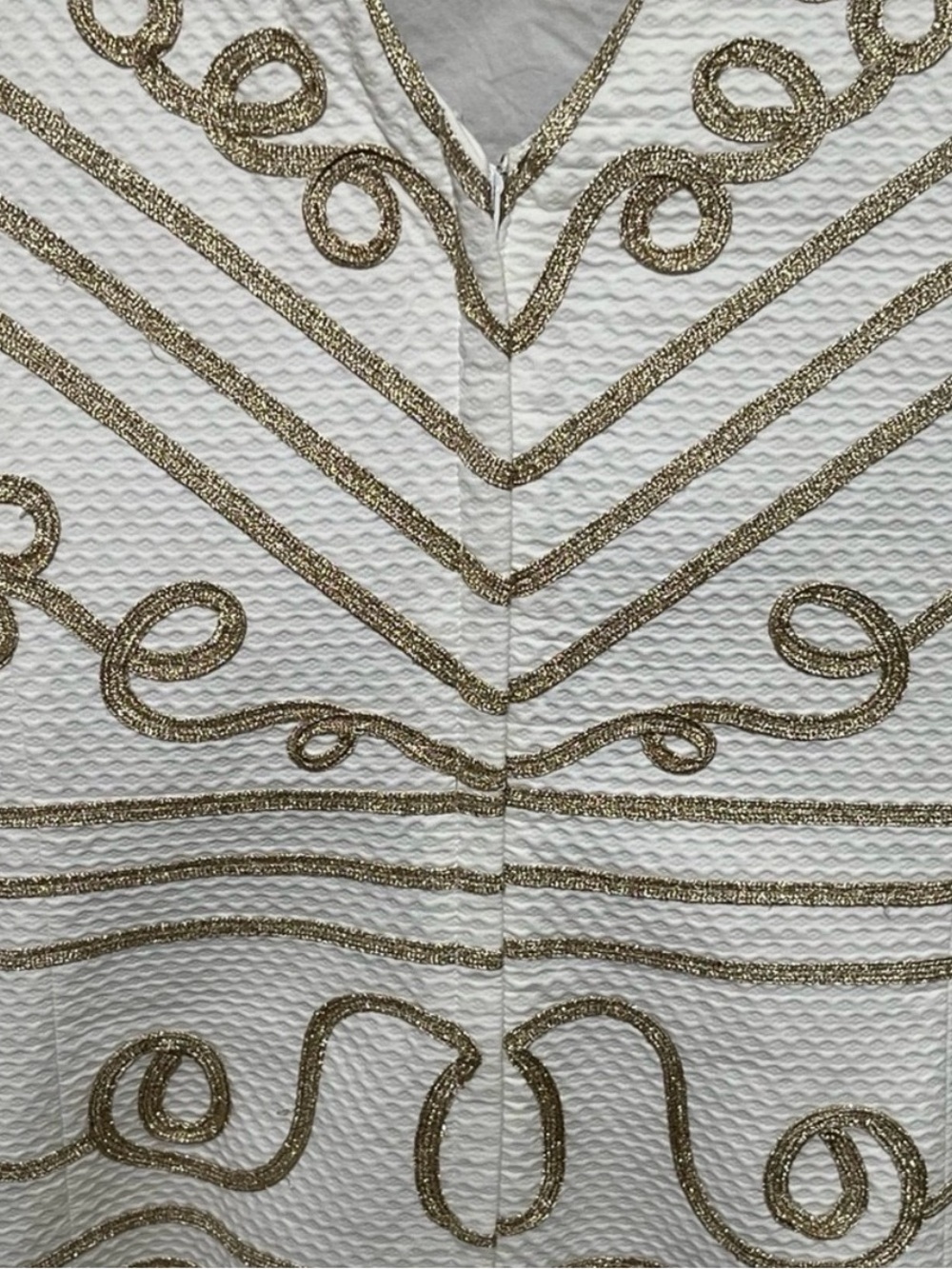 Lilly Pulitzer White Sleeveless Midi Dress with Gold Floral Trim - Picture 9 of 9